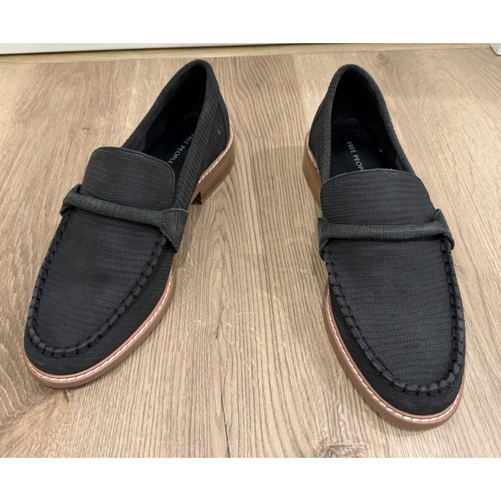 Free People Women's Bedford Suede Loafer Flats Dk Gray 8.5 Preppy Academia